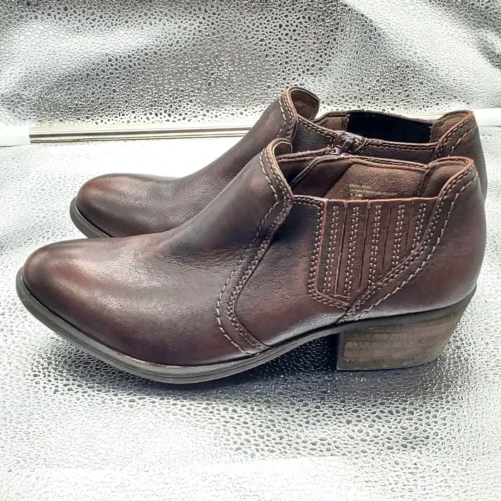 Earth Peak Peru Ankle Boots Womens 7.5‎ M Sunburn Brown Leather Zip Up Shoes